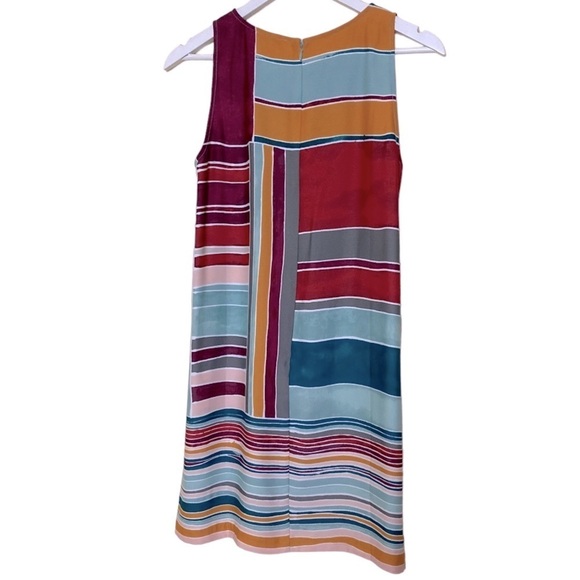 Loft Outlet Petite Abstract Block Stripe Print Multi Colorful Shift Dress. Sz SP - Picture 3 of 12
